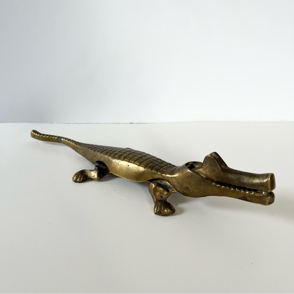 Solid brass Crocodile nutcracker